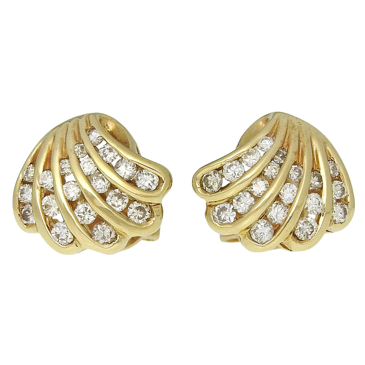 Diamond Shell Earrings D0.20,0.20 Yellow Gold K18YG 3.3g