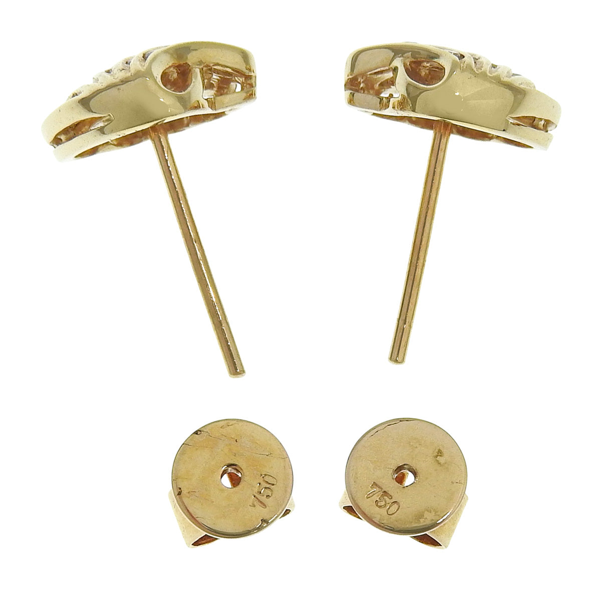 ダイヤモンド シェルピアス D0.20,0.20 イエローゴールド K18YG 3.3g