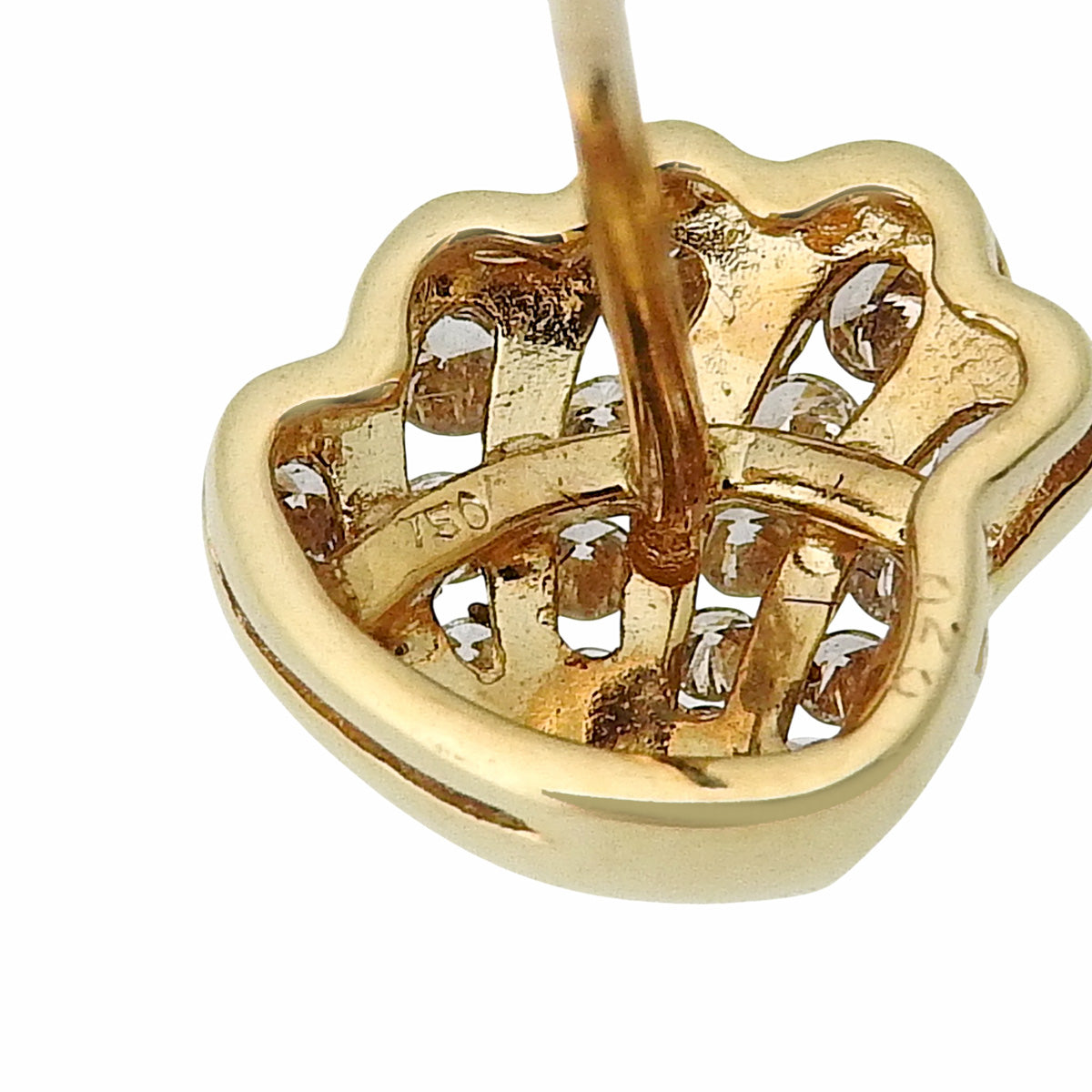 ダイヤモンド シェルピアス D0.20,0.20 イエローゴールド K18YG 3.3g