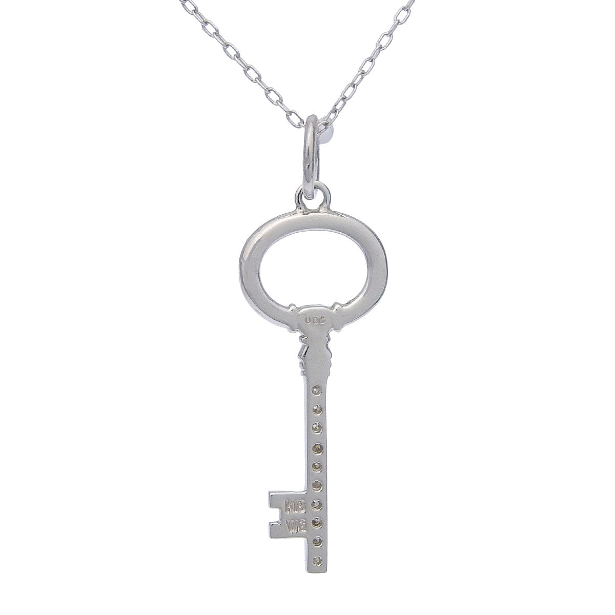 Key Motif Diamond Necklace D0.06 White Gold K18WG 2.1g