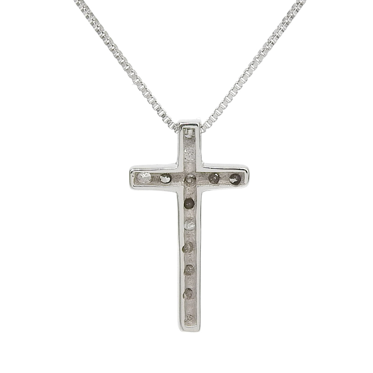 ダイヤモンド クロス ネックレス D0.07 ホワイトゴールド K18WG 1.3g