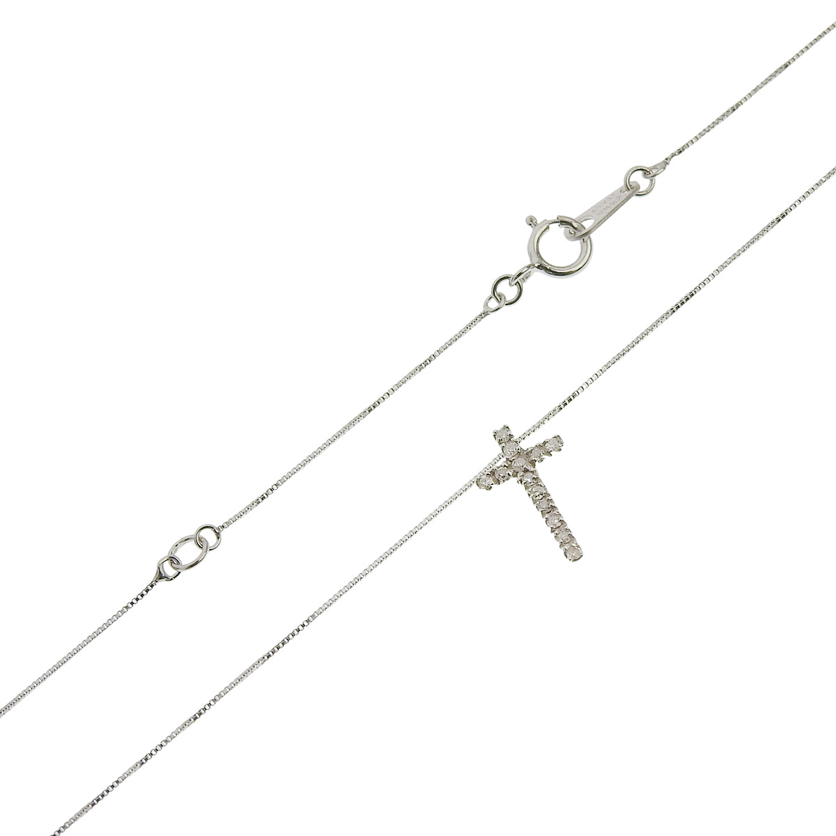 ダイヤモンド クロス ネックレス D0.07 ホワイトゴールド K18WG 1.3g