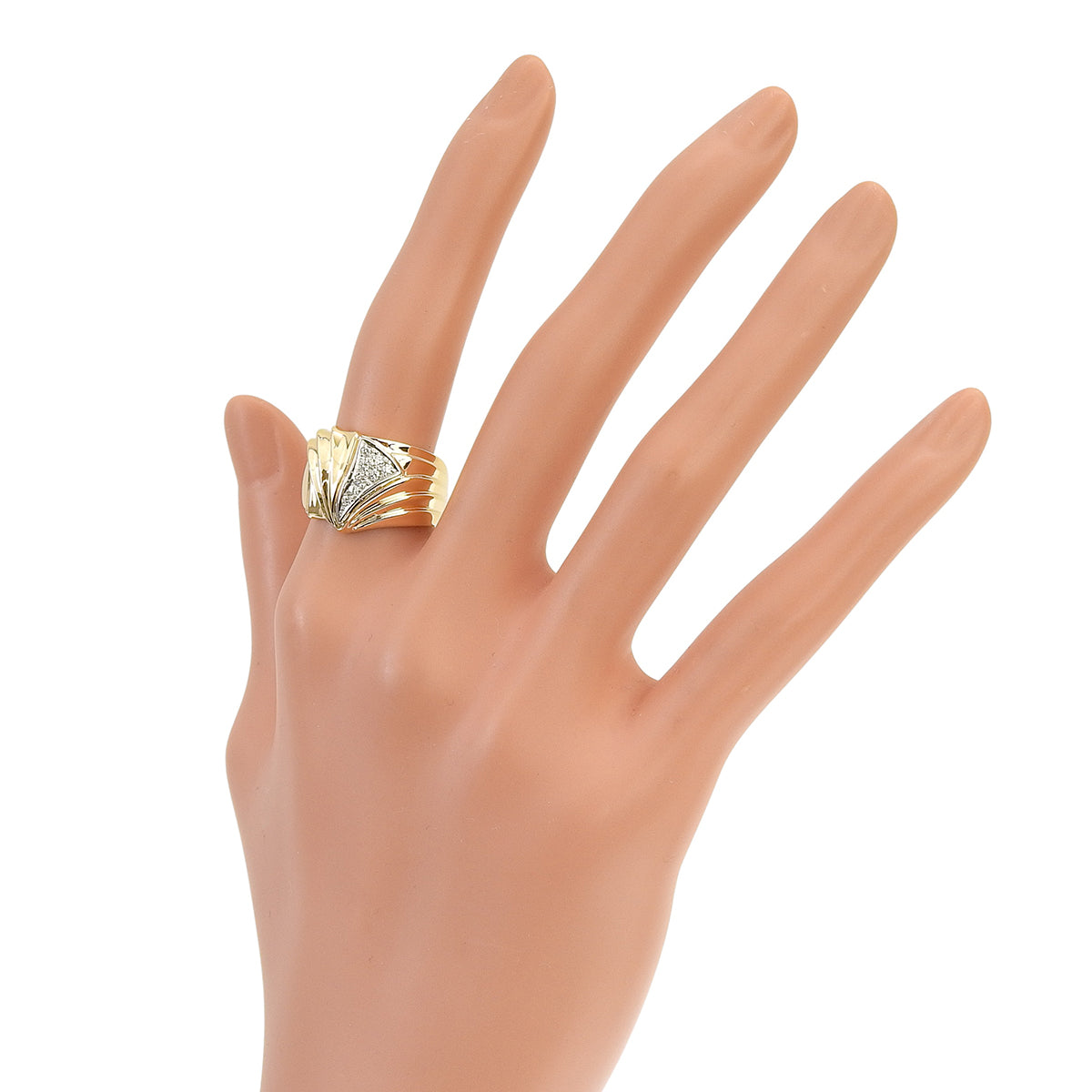 Diamond Ring D0.12 Yellow Gold K18YG Platinum Pt900 9.1g