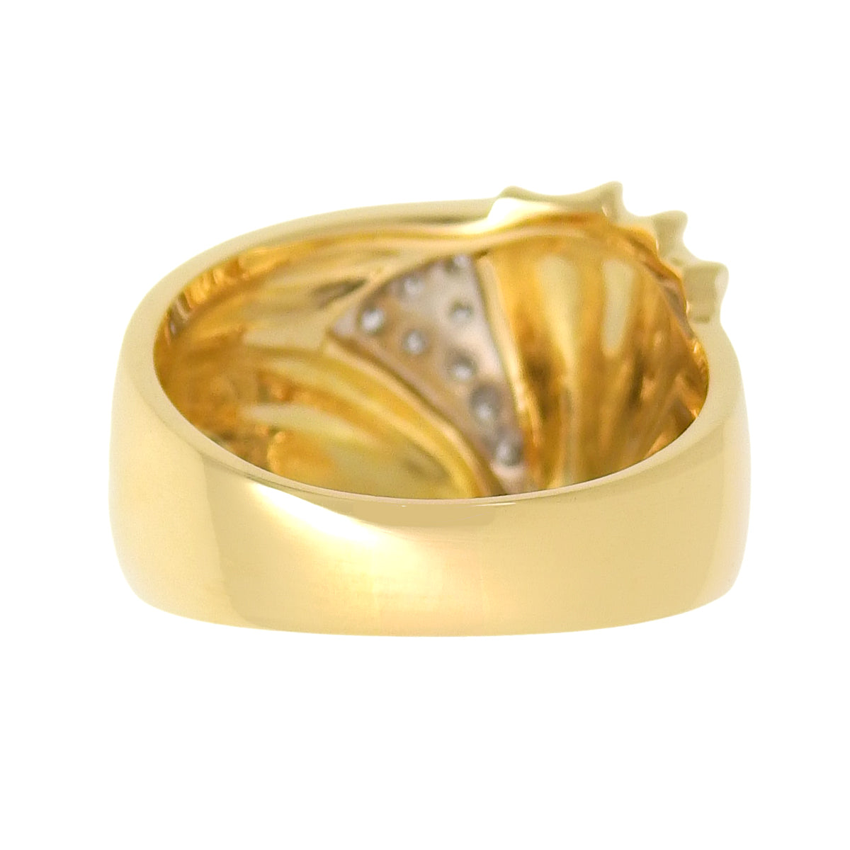 Diamond Ring D0.12 Yellow Gold K18YG Platinum Pt900 9.1g
