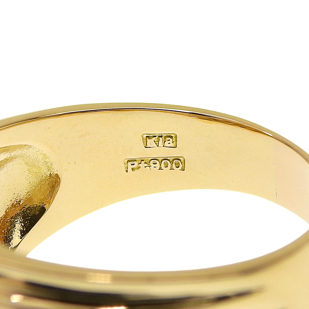 Diamond Ring D0.12 Yellow Gold K18YG Platinum Pt900 9.1g