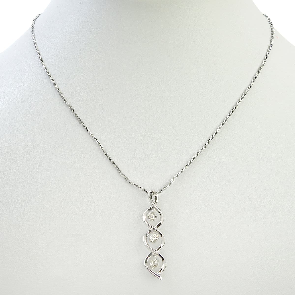 Twist Diamond Necklace D1.00 Pt850 K18WG 7.0g