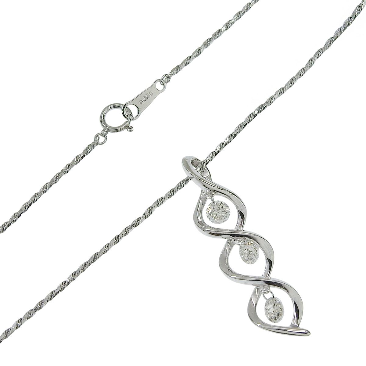 Twist Diamond Necklace D1.00 Pt850 K18WG 7.0g