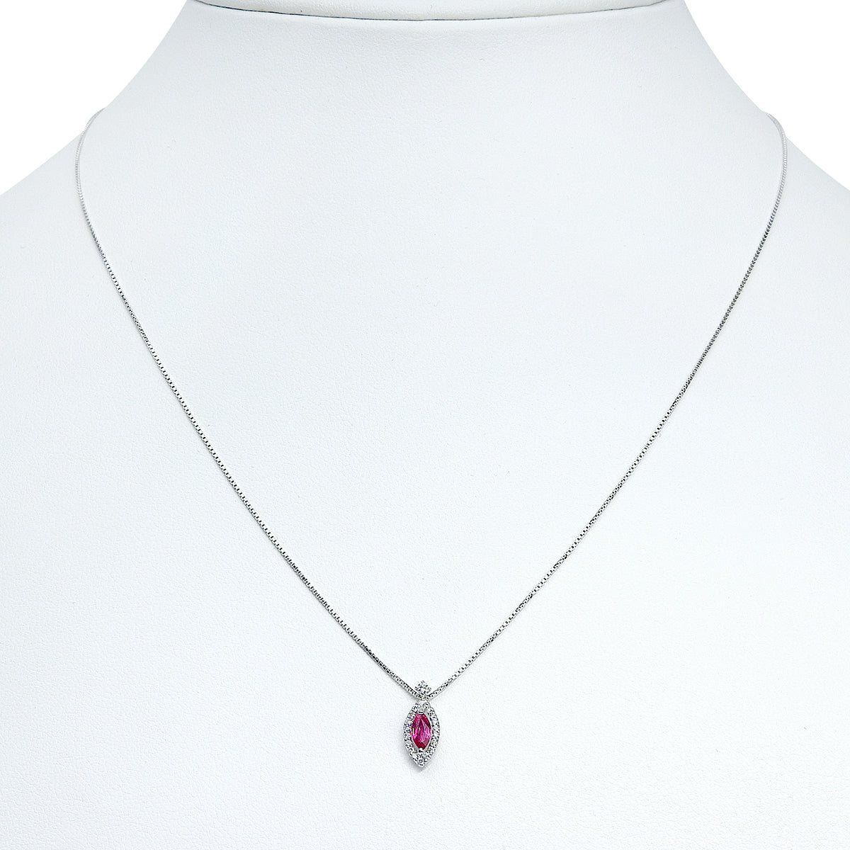 Ruby Diamond Necklace R0.25/D0.10 K18WG 2.7g