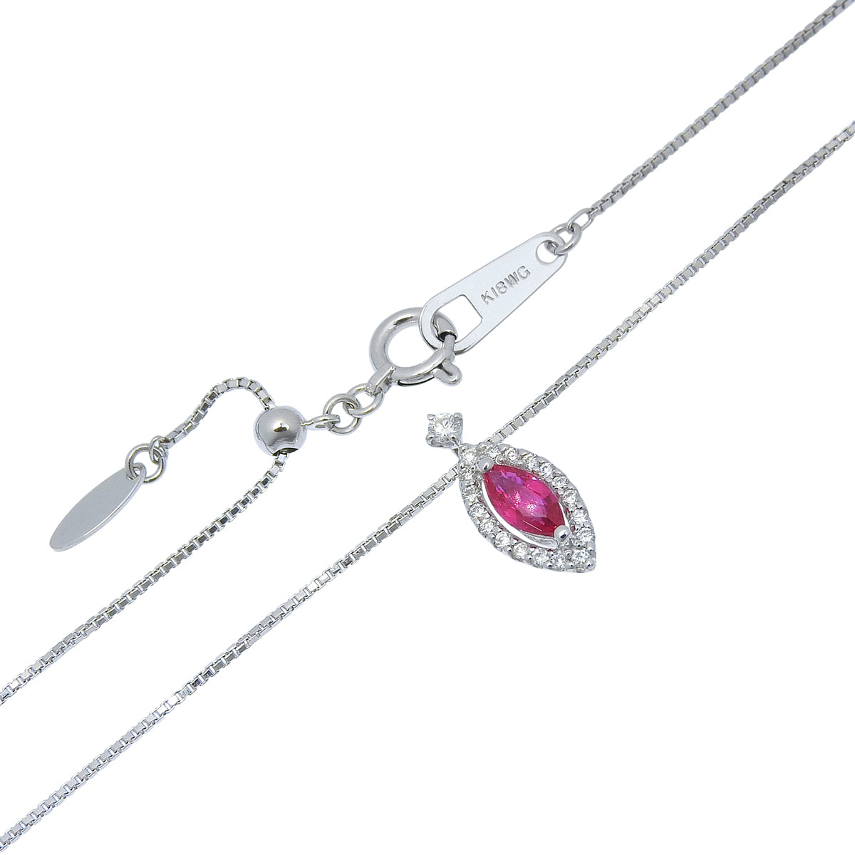 Ruby Diamond Necklace R0.25/D0.10 K18WG 2.7g
