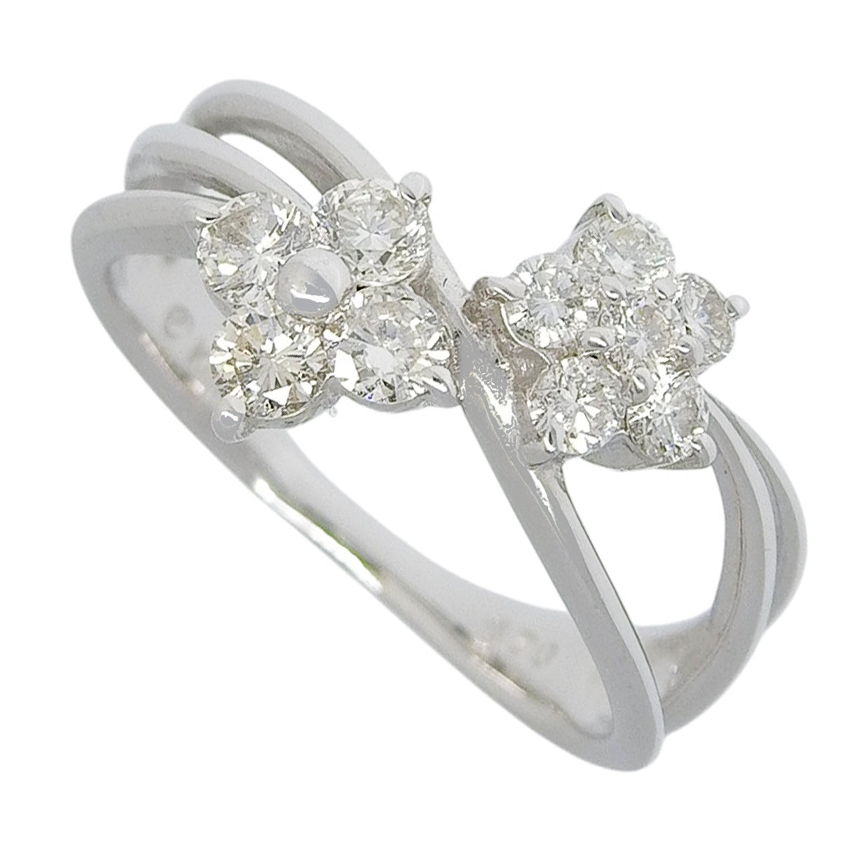 Diamond Flower Motif Ring D0.70 White Gold K18WG 4.7g