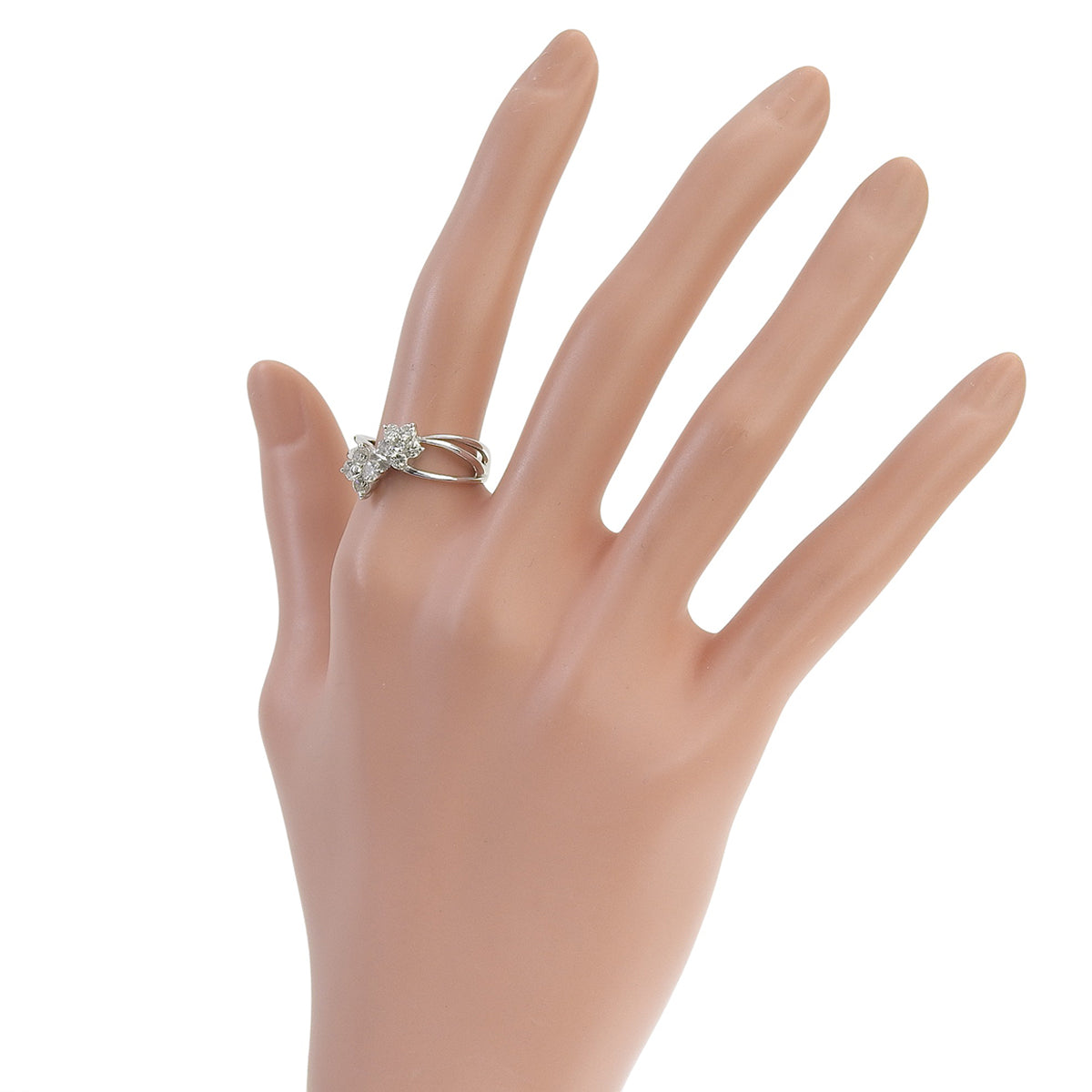 Diamond Flower Motif Ring D0.70 White Gold K18WG 4.7g
