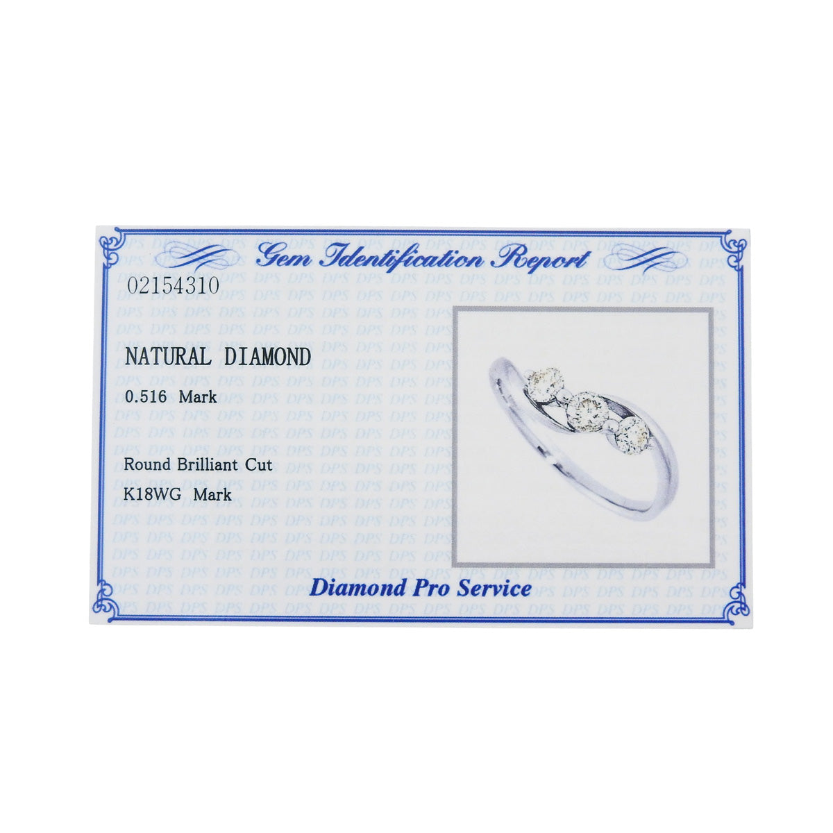 Diamond Ring D0.516 White Gold K18WG Size 15 (US 7.25) 2.9g