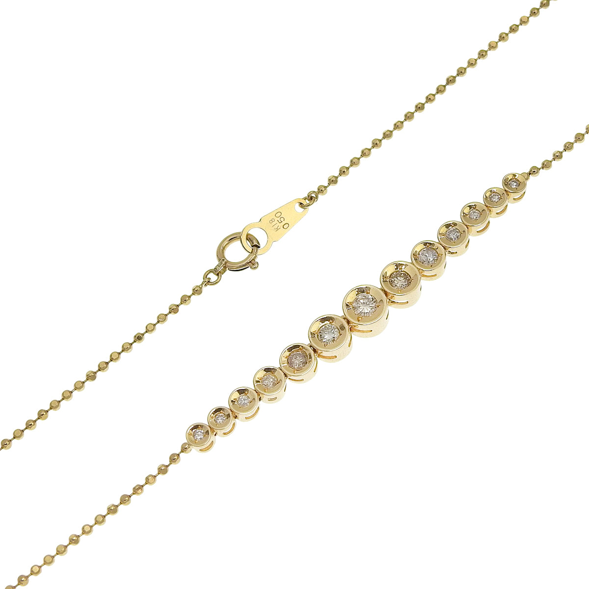 13颗钻石项链,D0.50,18K黄金,6.6克