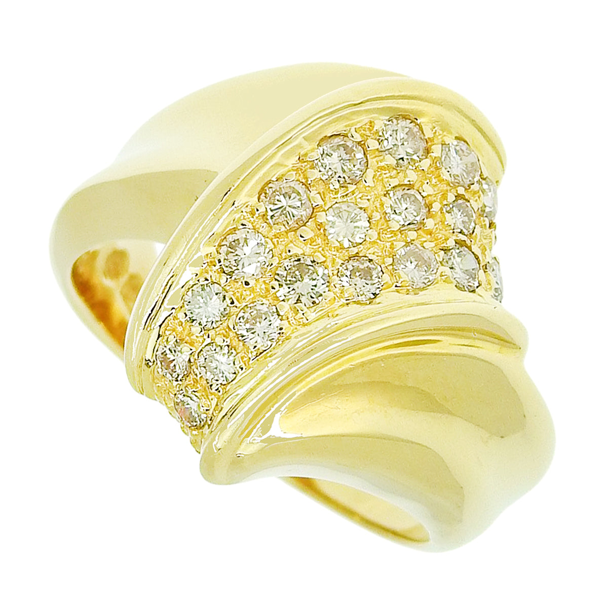 Diamond Ring D0.50 Yellow Gold K18YG Size 11 (US 5.5) 6.6g