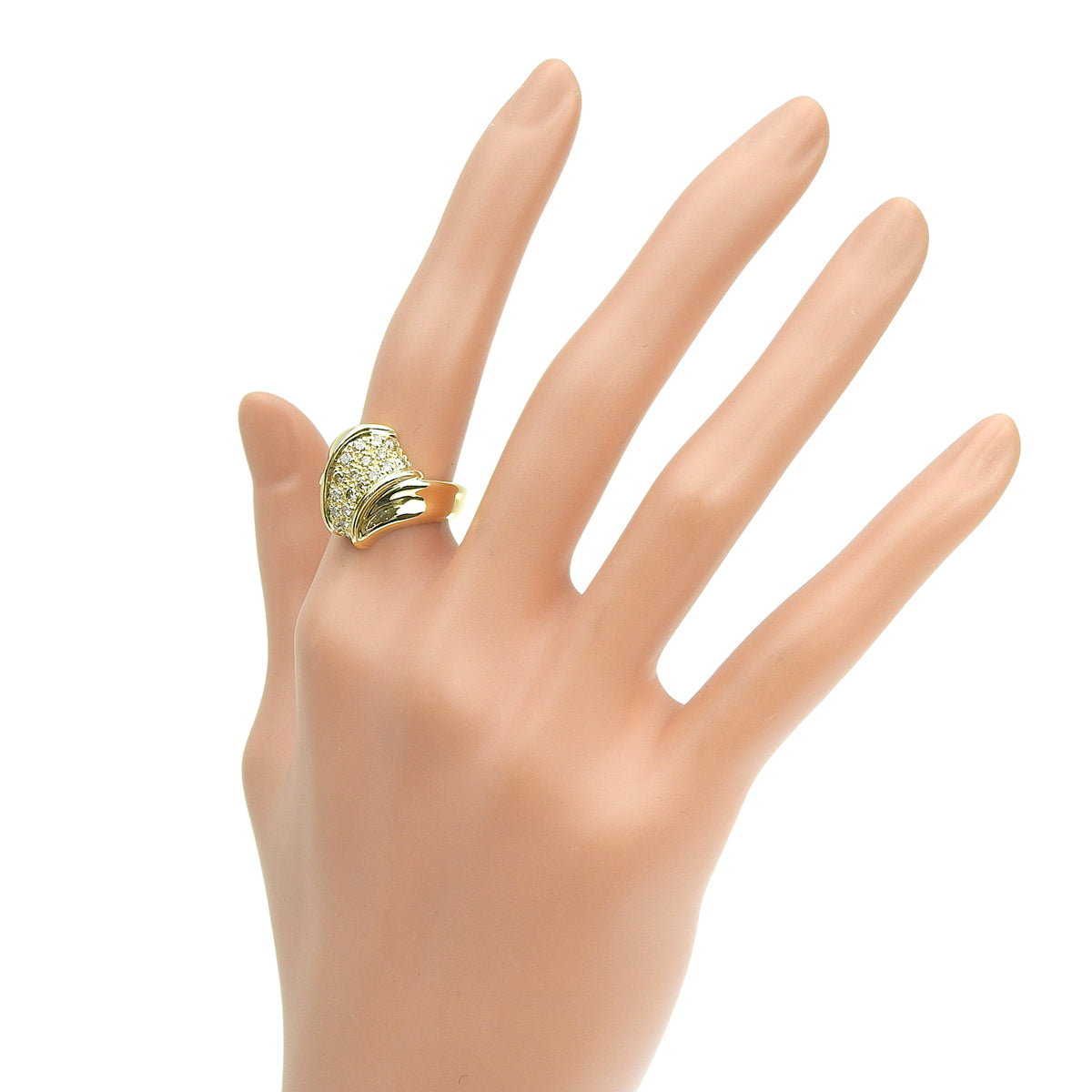 Diamond Ring D0.50 Yellow Gold K18YG Size 11 (US 5.5) 6.6g