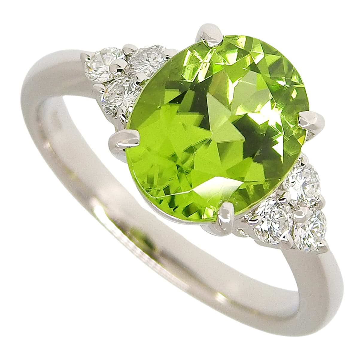 Peridot Diamond Ring PR2.79/D0.24 Platinum Pt900 5.6g