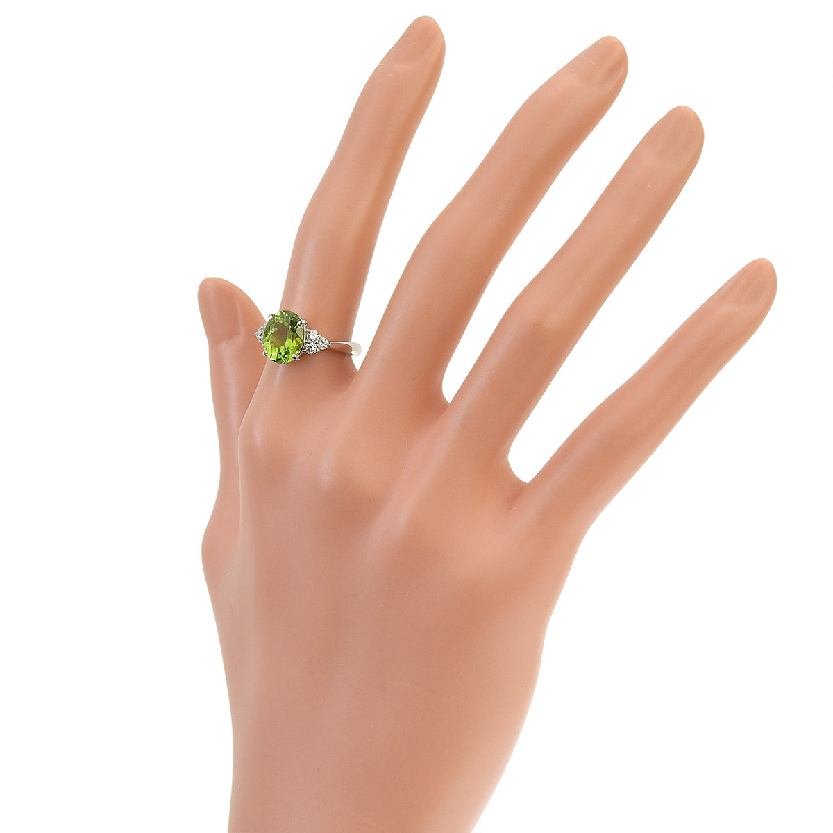 Peridot Diamond Ring PR2.79/D0.24 Platinum Pt900 5.6g