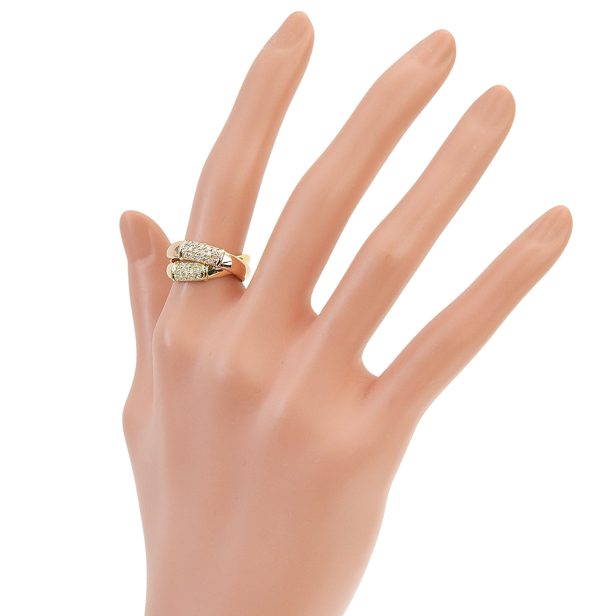 Diamond Cross Ring D0.30 Yellow Gold K18YG Pink Gold K18PG 5.4g