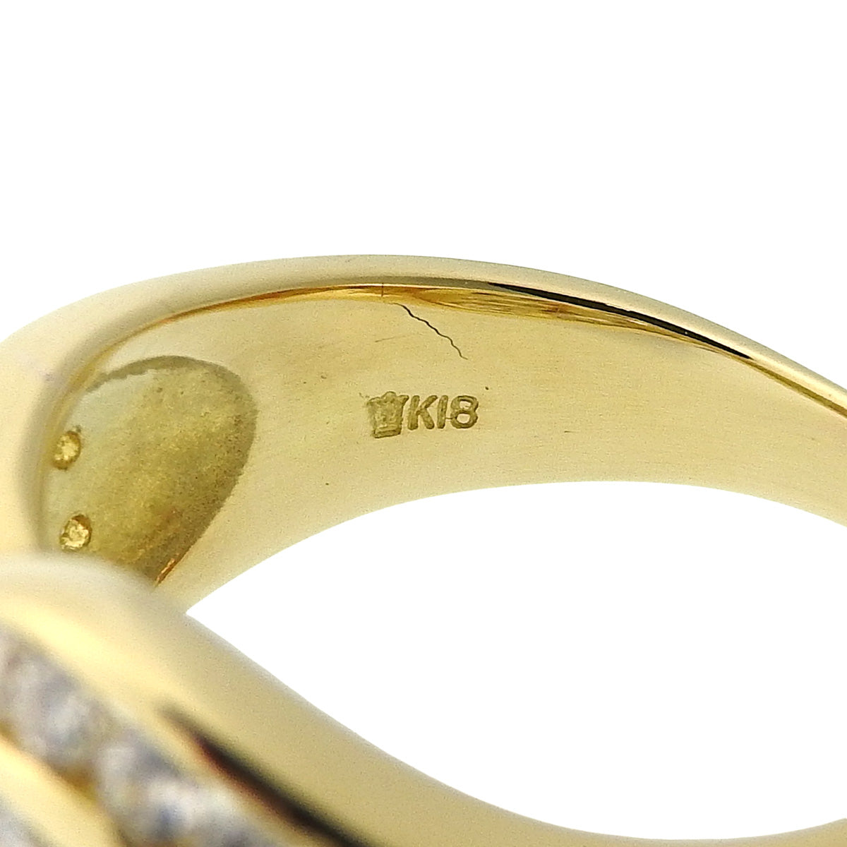 三列 パヴェ ダイヤ インフィニティ リング D0.94 K18YG 11(51)号 7.3g