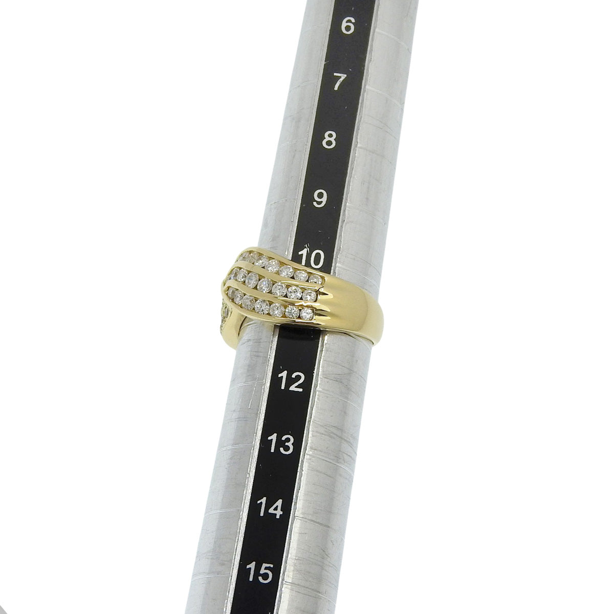 三列 パヴェ ダイヤ インフィニティ リング D0.94 K18YG 11(51)号 7.3g