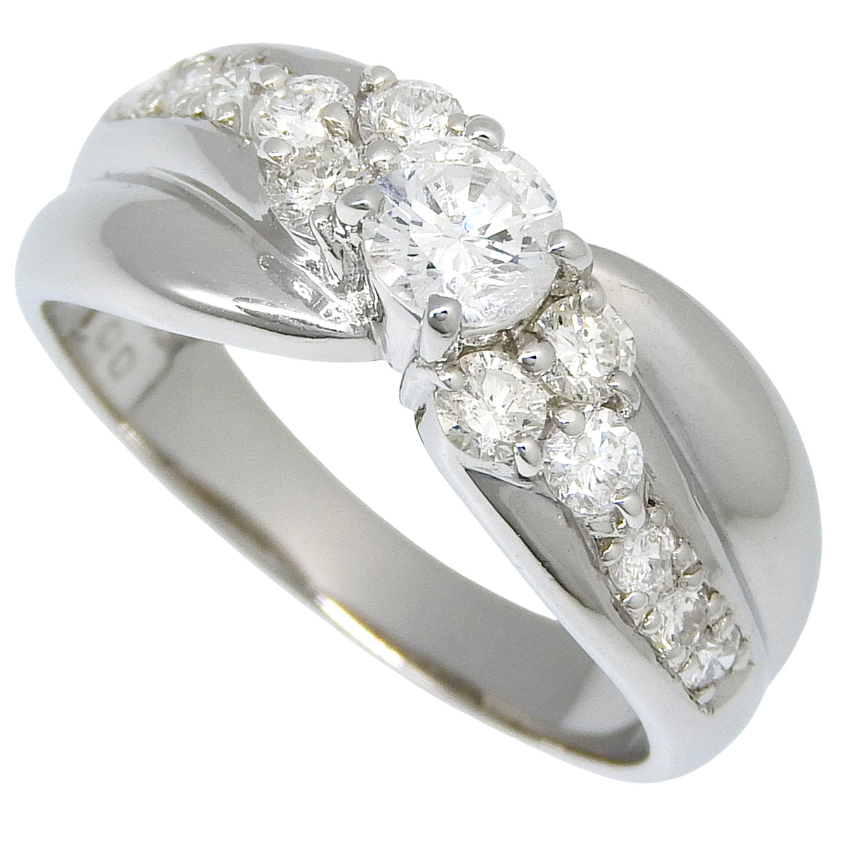 Twist Diamond Ring D1.00 Platinum Pt900 Size 17.5 (US 7.5) 7.6g
