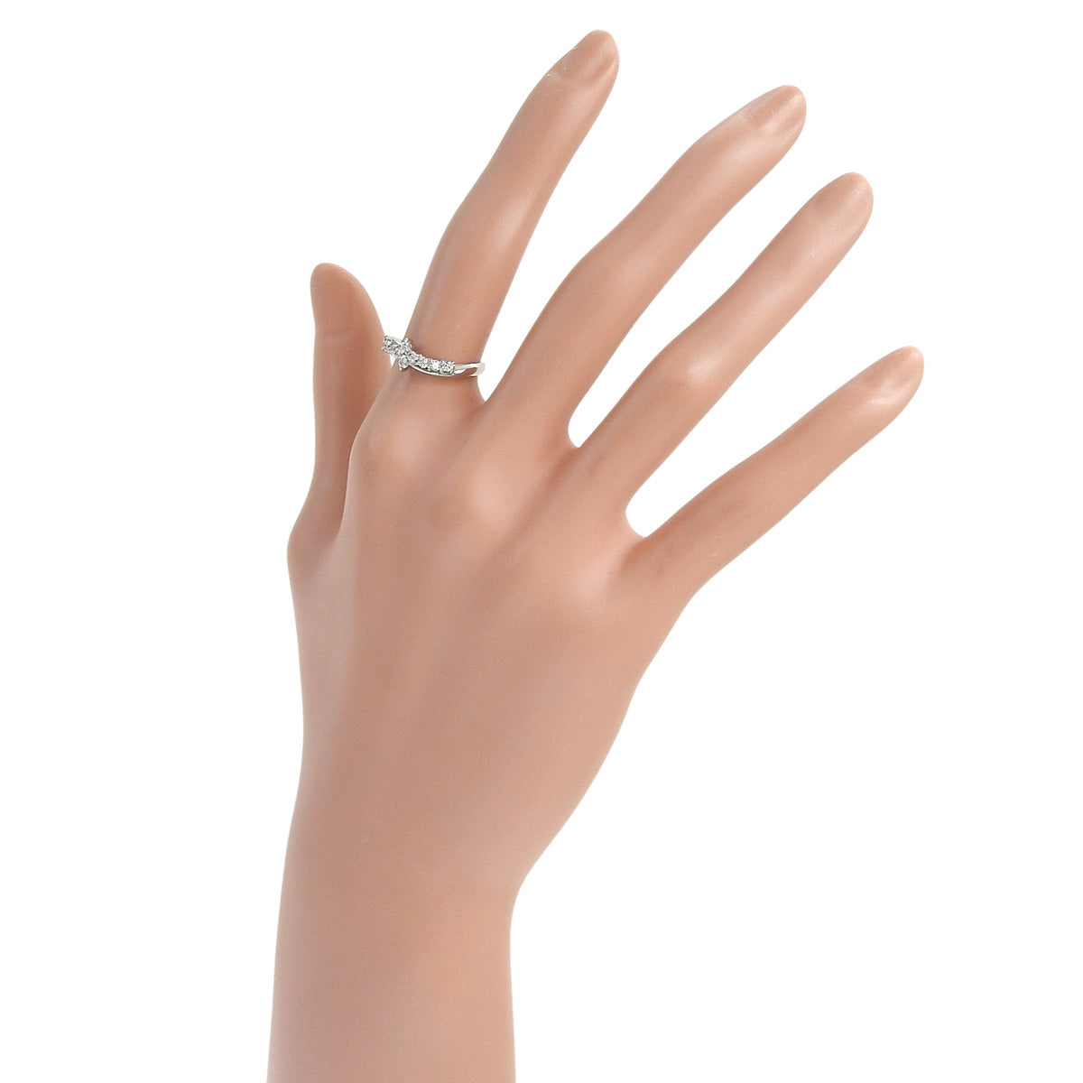 フラワー ダイヤモンド ウェーブ リング D0.30 K18WG 11(51)号 2.6g