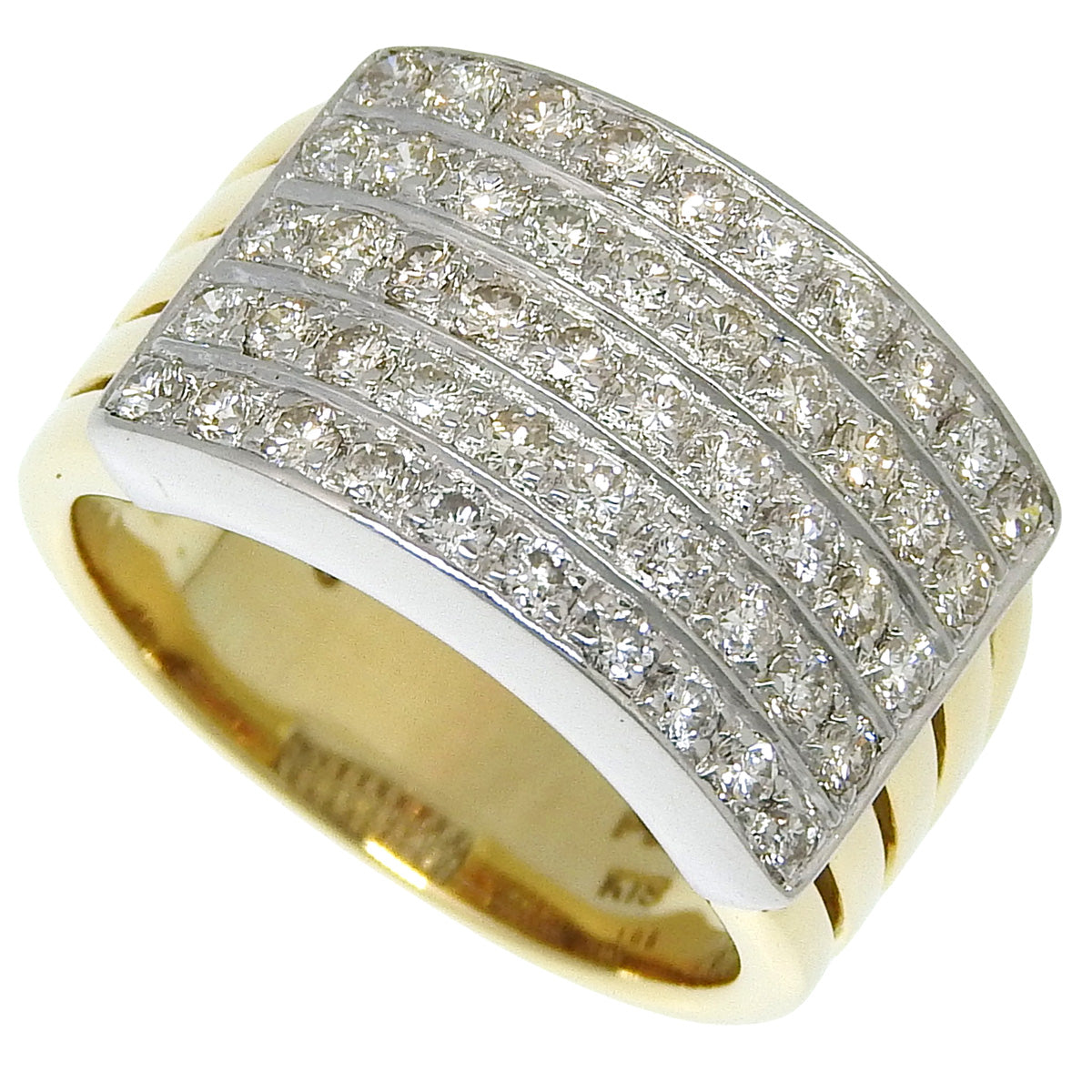 5-Row Diamond Ring D1.05 K18YG Pt900 11.5(US) 10.1g