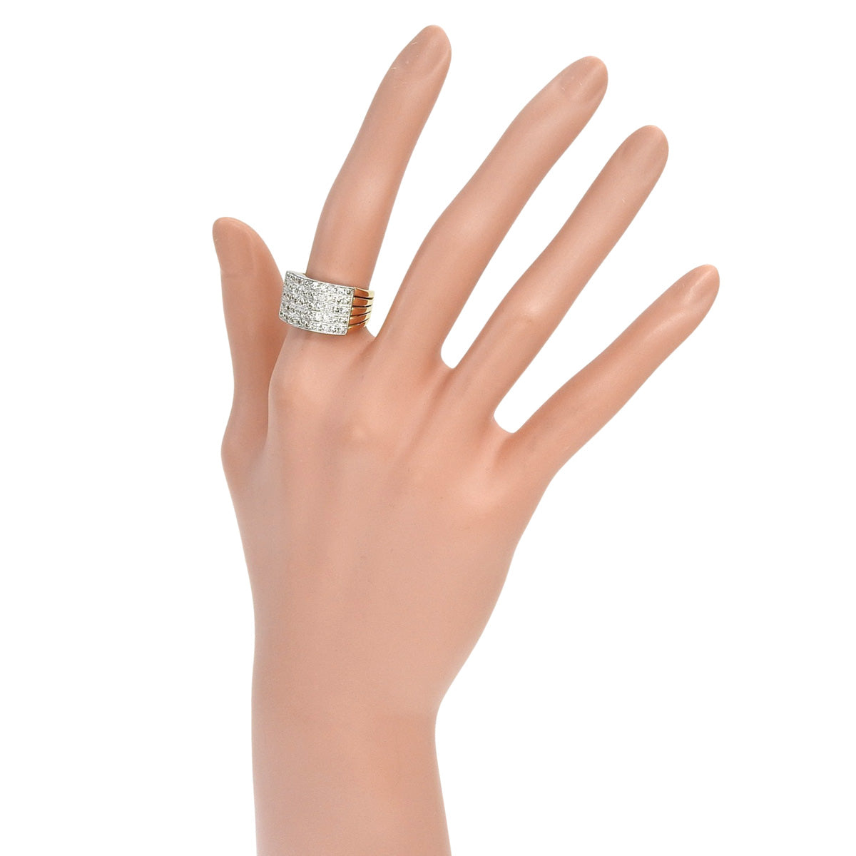 5-Row Diamond Ring D1.05 K18YG Pt900 11.5(US) 10.1g