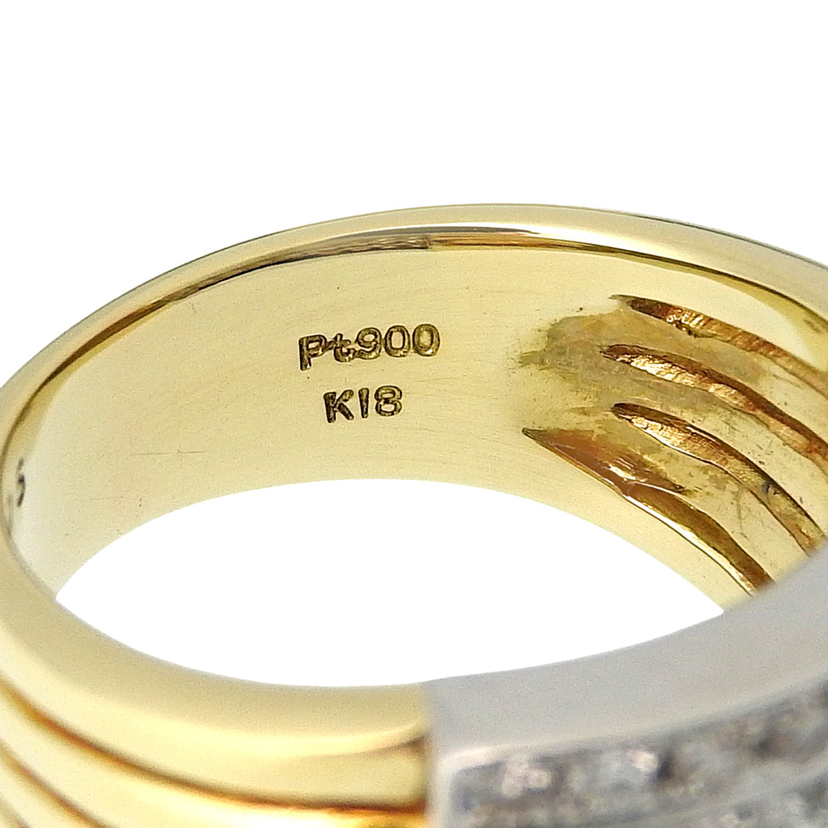 5-Row Diamond Ring D1.05 K18YG Pt900 11.5(US) 10.1g