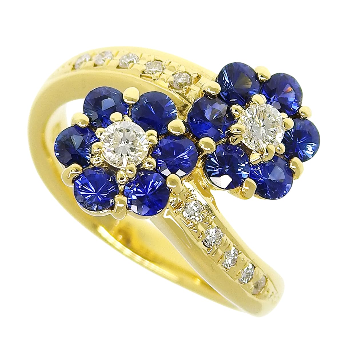 Sapphire and Diamond Ring S1.01/D0.22 Yellow Gold K18YG 5.8g