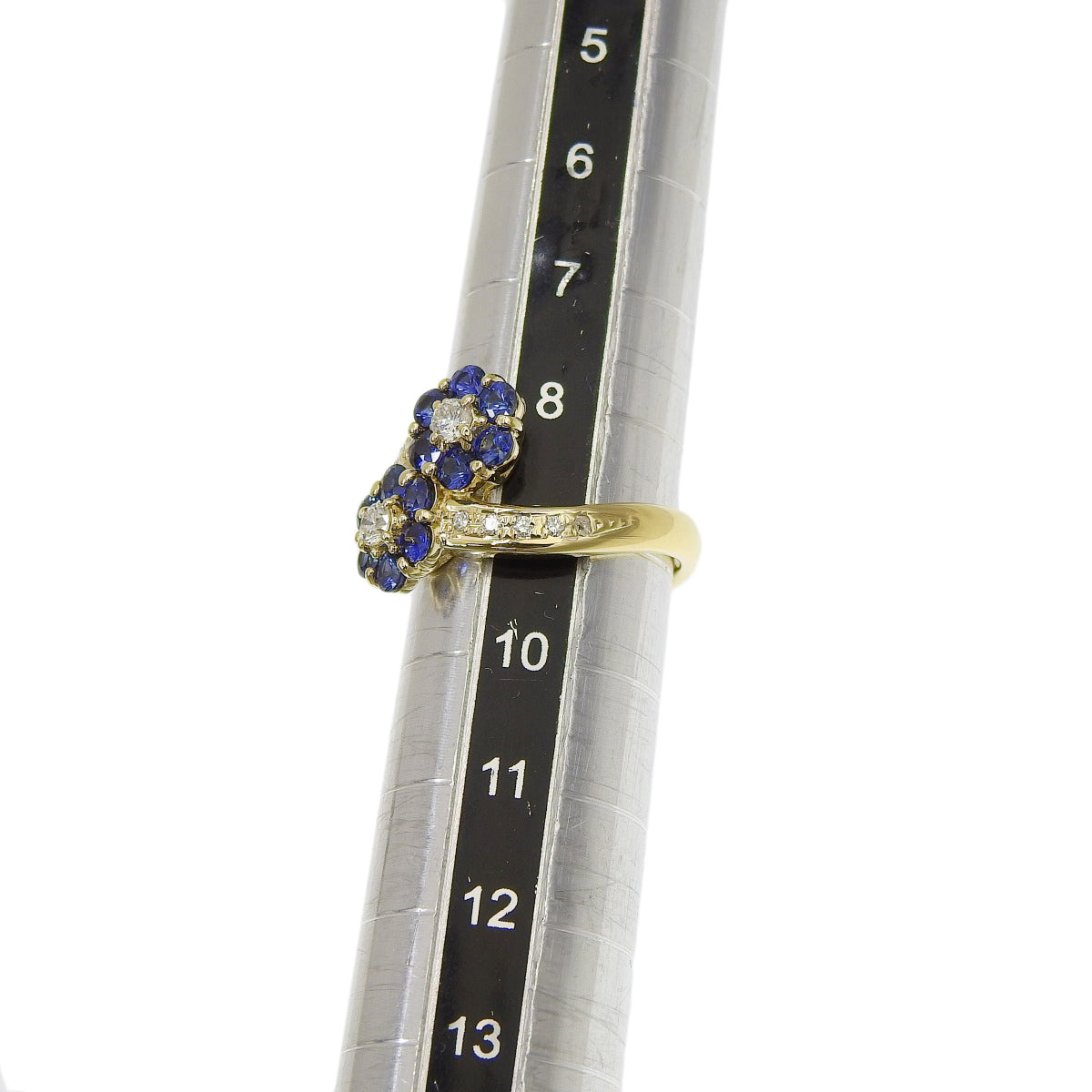 Sapphire and diamond ring, size S1.01/D0.22, 18K yellow gold, 5.8g