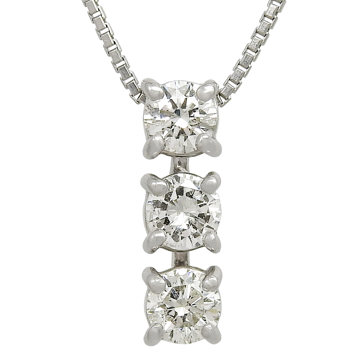 3PD Vertical Diamond Necklace D0.50 White Gold K18WG 3.2g