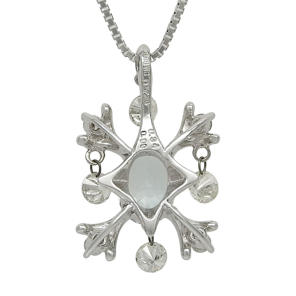 Aquamarine Diamond Necklace AQ0.76/D0.34,0.09 White Gold K18WG 4.3g