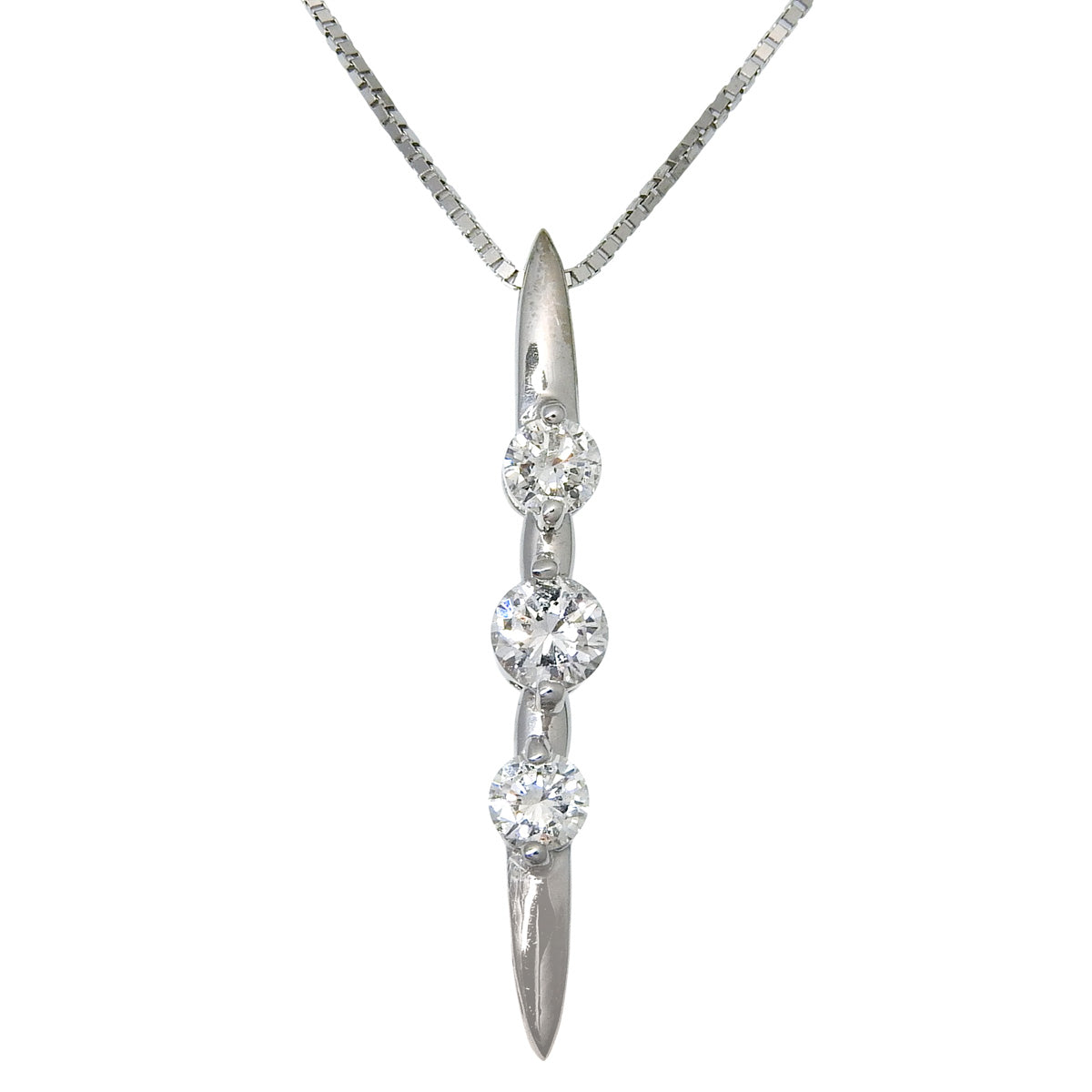 Diamond Necklace D0.58 White Gold K18WG 3.8g 3PD
