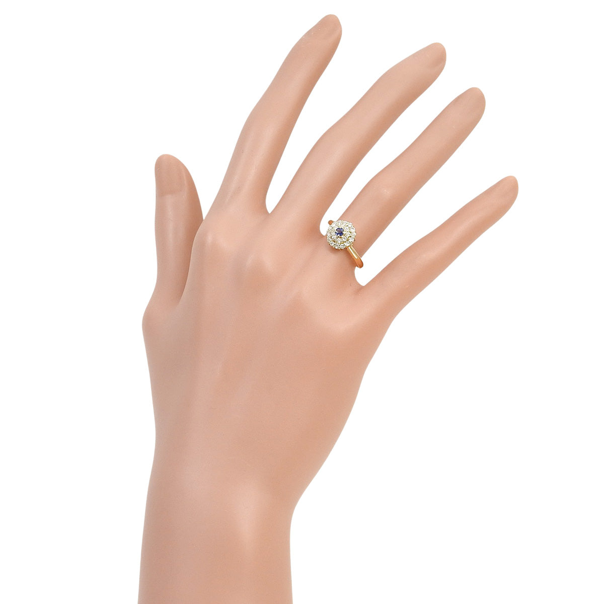 サファイア ダイヤモンド リング S0.11/D0.326 イエローゴールド K18YG 2.7g