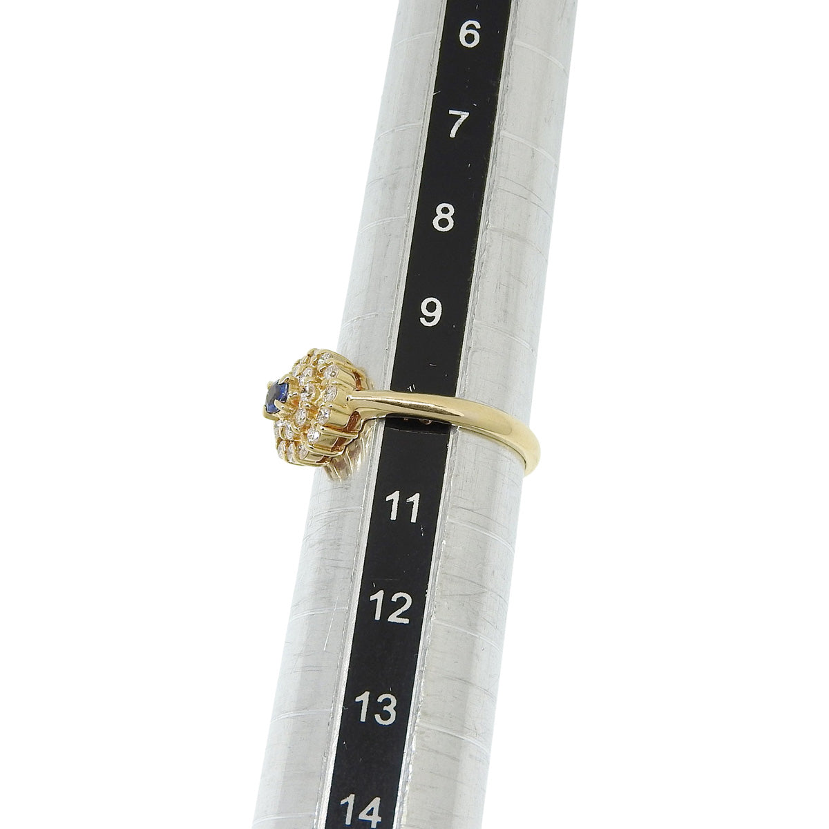 サファイア ダイヤモンド リング S0.11/D0.326 イエローゴールド K18YG 2.7g