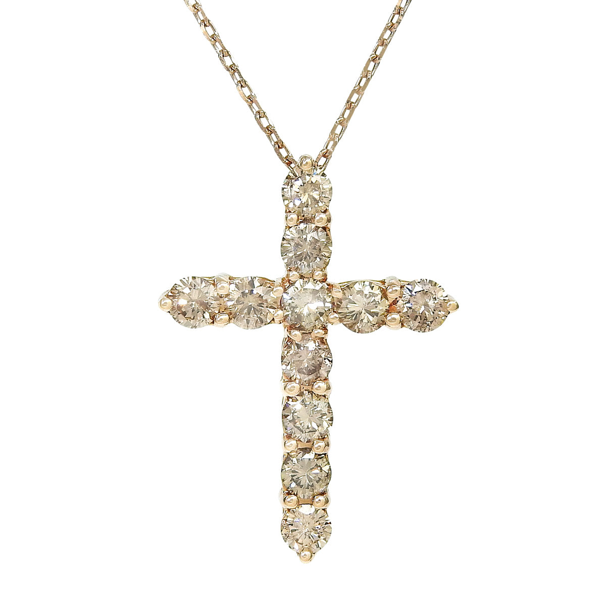Diamond Cross Pendant D1.00 Pink Gold K18PG 3.8g