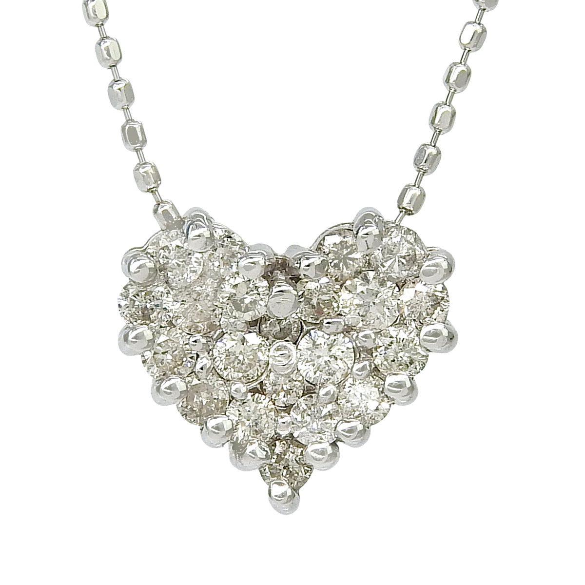 Heart Diamond Necklace D0.50 White Gold K18WG 2.5g
