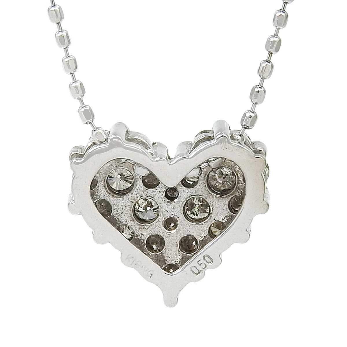 Heart Diamond Necklace D0.50 White Gold K18WG 2.5g