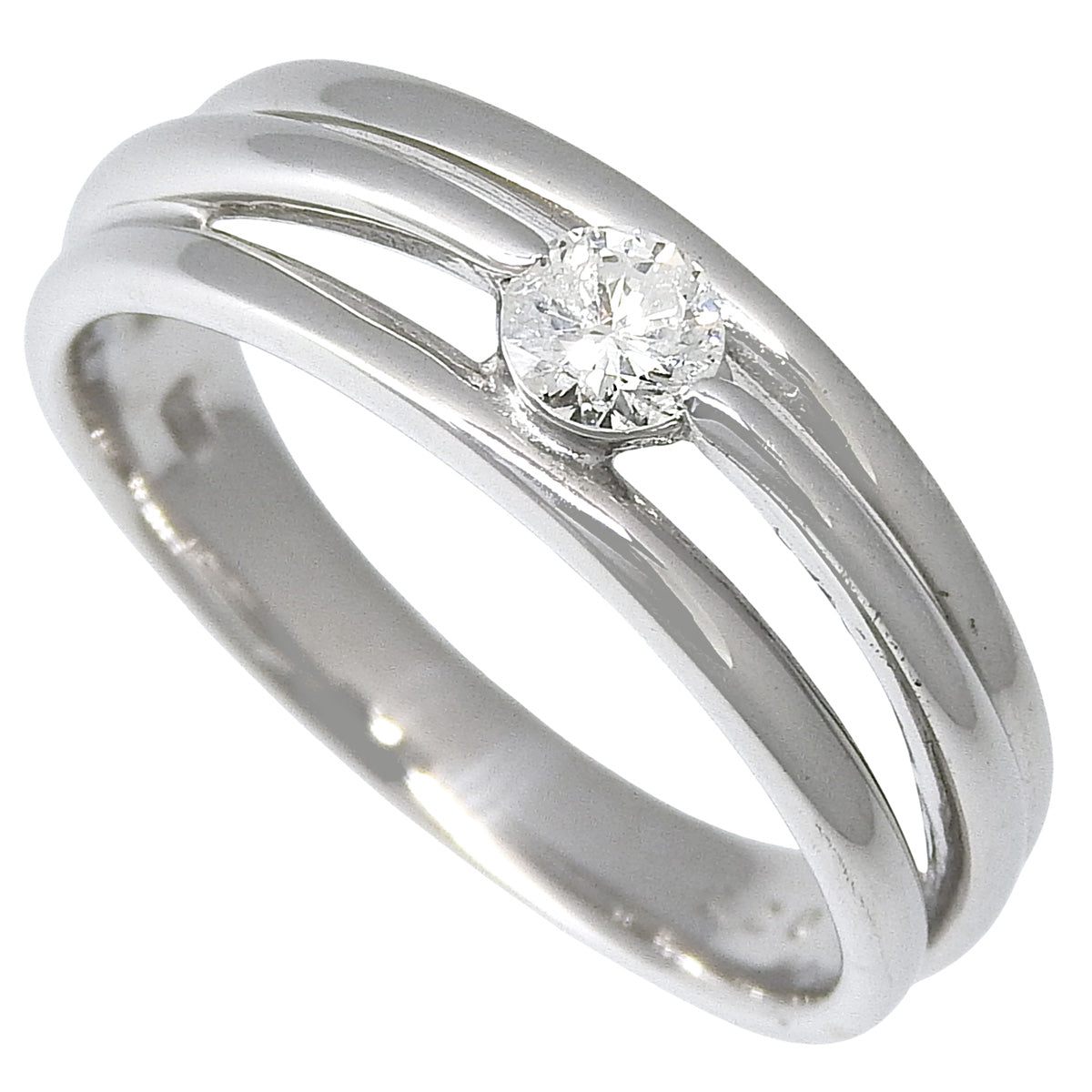Diamond Ring D0.20 White Gold K18WG Size 12 (EU 52) 4.4g