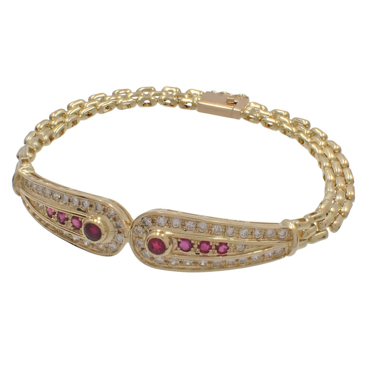 ルビー ダイヤモンド ブレスレット R0.80/D0.98 K18YG 17.5g