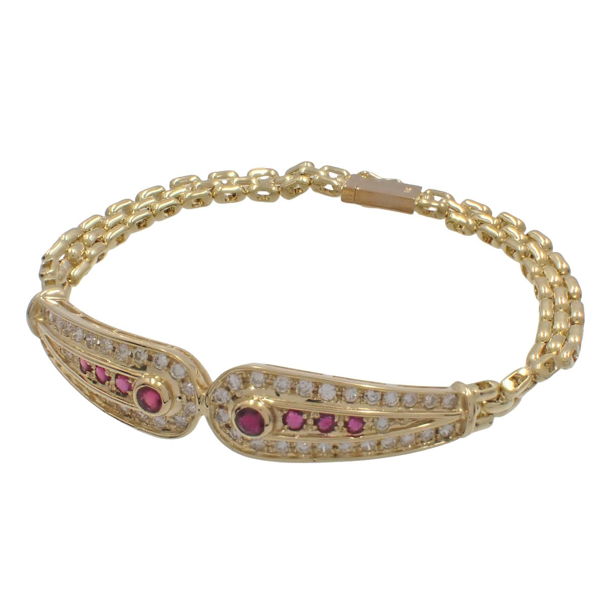 Ruby Diamond Bracelet R0.80/D0.98 K18YG 17.5g