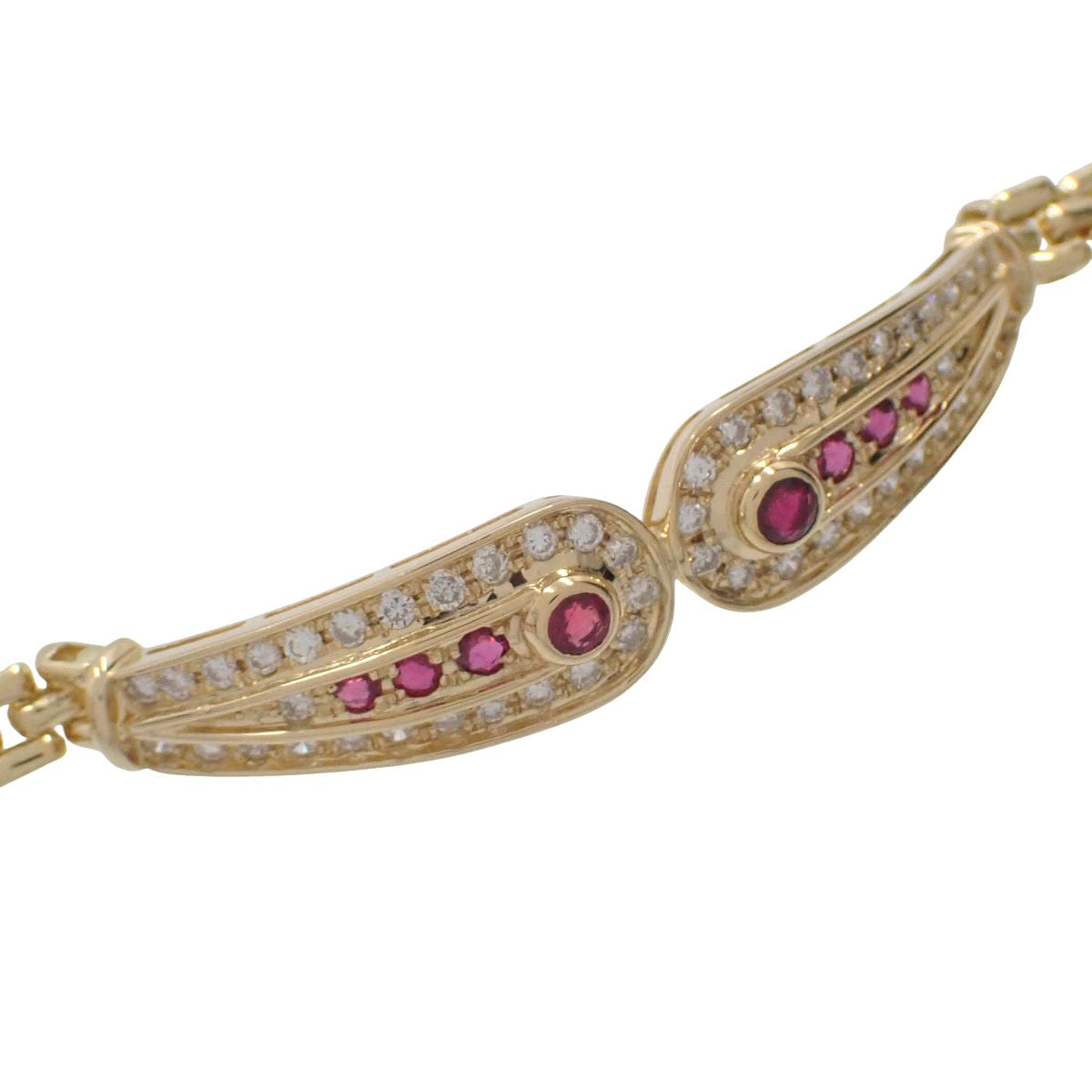 Ruby Diamond Bracelet R0.80/D0.98 K18YG 17.5g