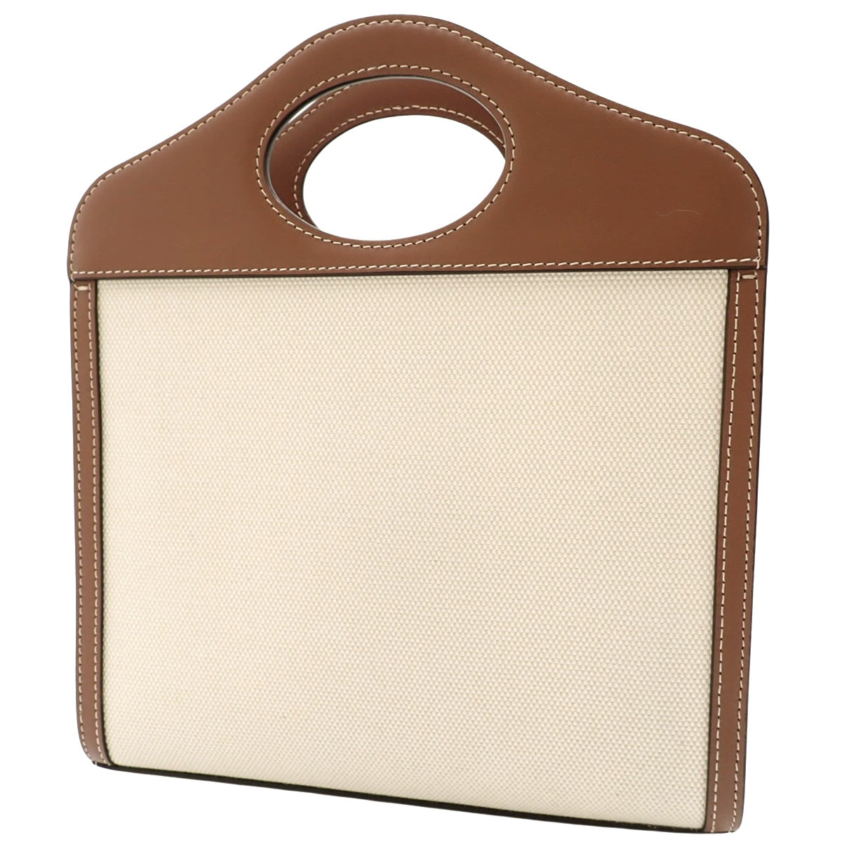 ミニ ポケットバッグ コットンキャンバス レザー ナチュラル/モルトブラウン 80393611