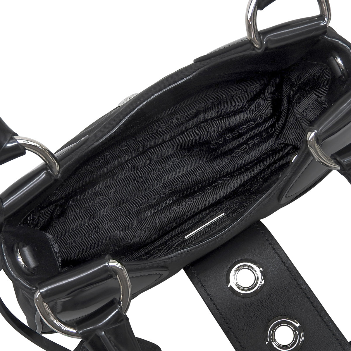 Re-Edition 2002 Moon Bag Leather Nylon Black 1BA381