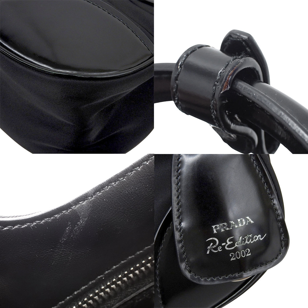 Re-Edition 2002 Moon Bag Leather Nylon Black 1BA381