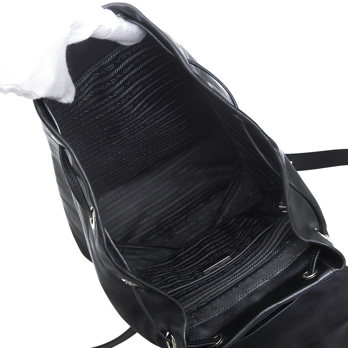 Triangle logo backpack in soft calf leather, NERO, BZ032L