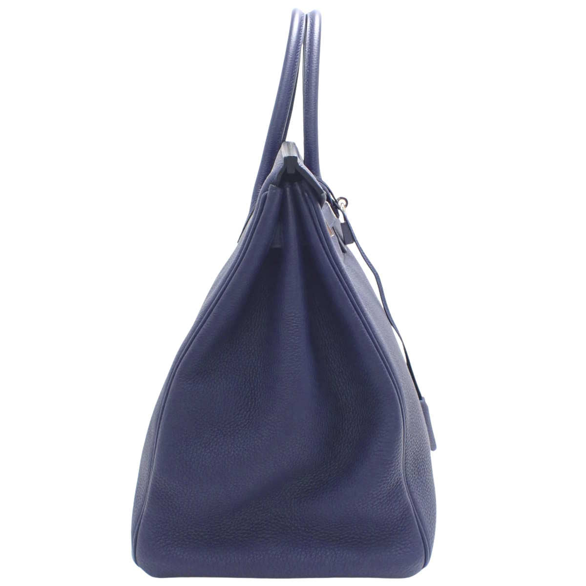 Birkin 40 Togo 钯金配件 蓝色脚踝 C 字印记