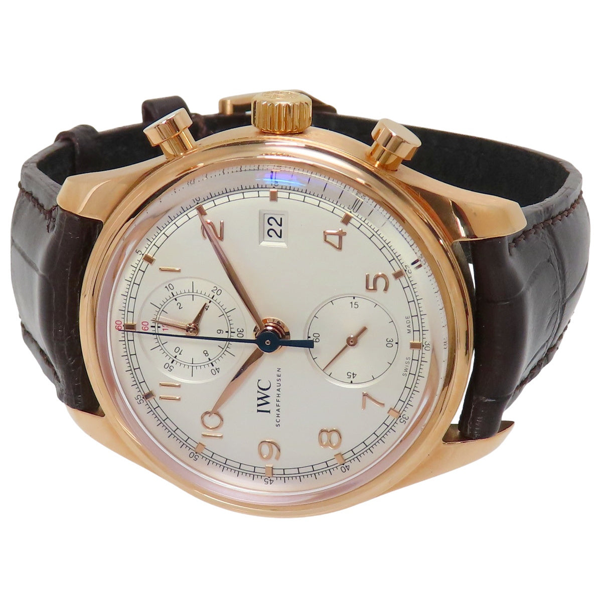 ポルトギーゼ クロノグラフ クラシック IW390402 PG/革 ホワイト 自動巻き メンズ