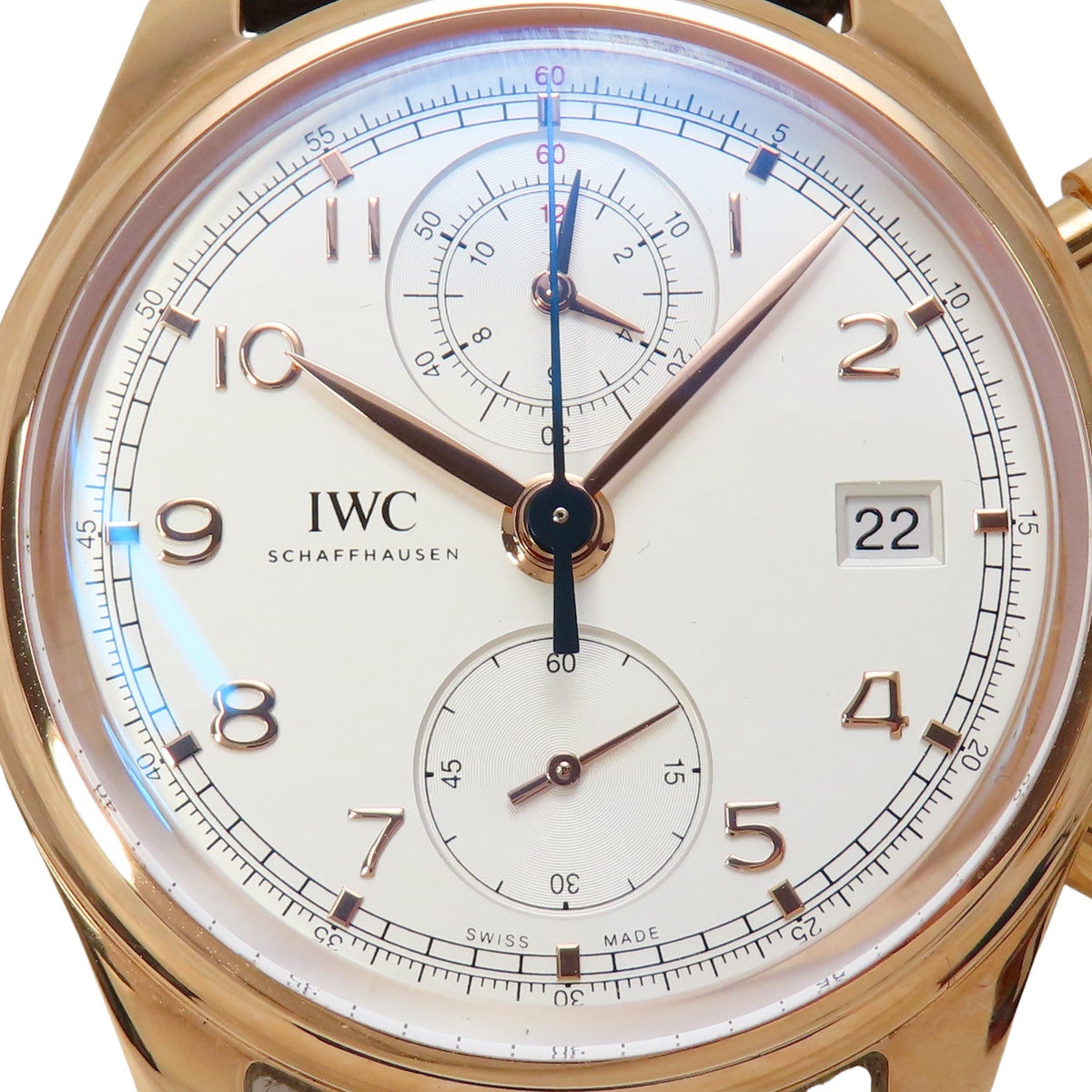 Portuguese Chronograph Classic IW390402 PG/Leather White Automatic Men's